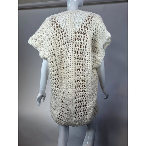 Handmade Crochet Vintage Vest  OS Cream  Crochet Polyester Blend - Picture 11 of 16